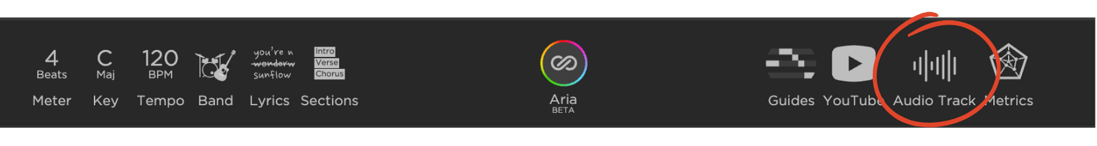 Opening the audio track UI in Hookpad